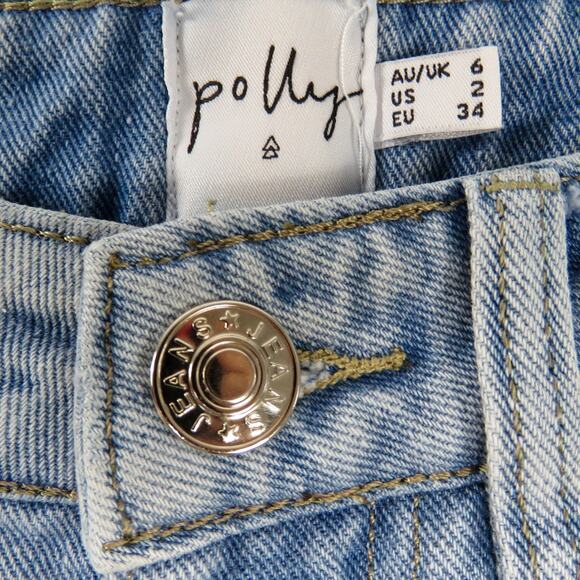 Princess Polly Light Wash High Rise Straight Leg Jeans Size 2 Waist 26" - Picture 4 of 5